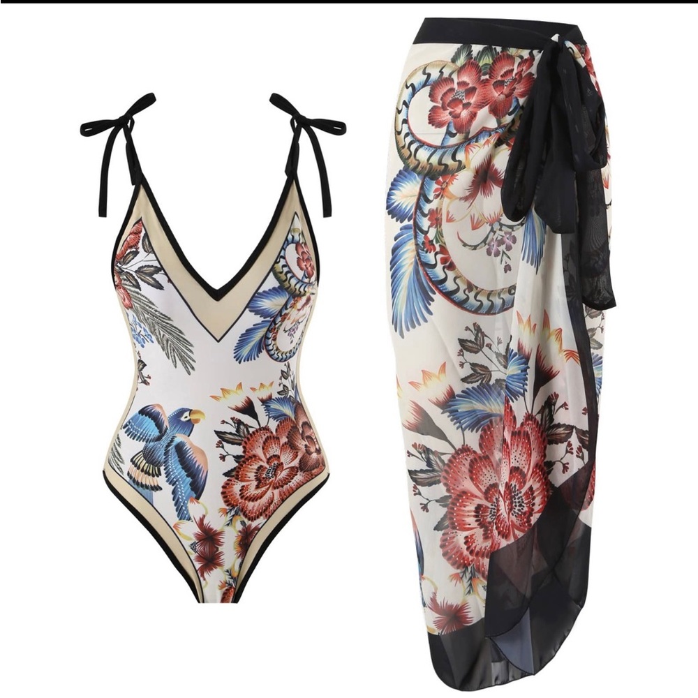 One Piece swimsuit with matching sarong